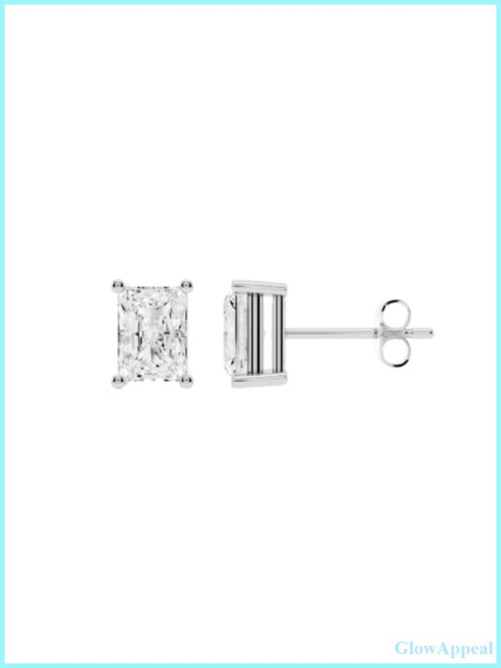 Radiant Cut Lab Grown Diamond Solitaire Stud Earrings 925 Sterling Silver